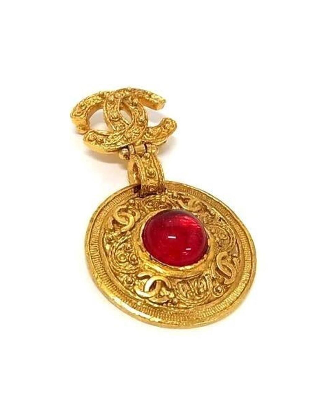 Chanel Cc Logo Brooch Gold-Tone Metal #371312C12B